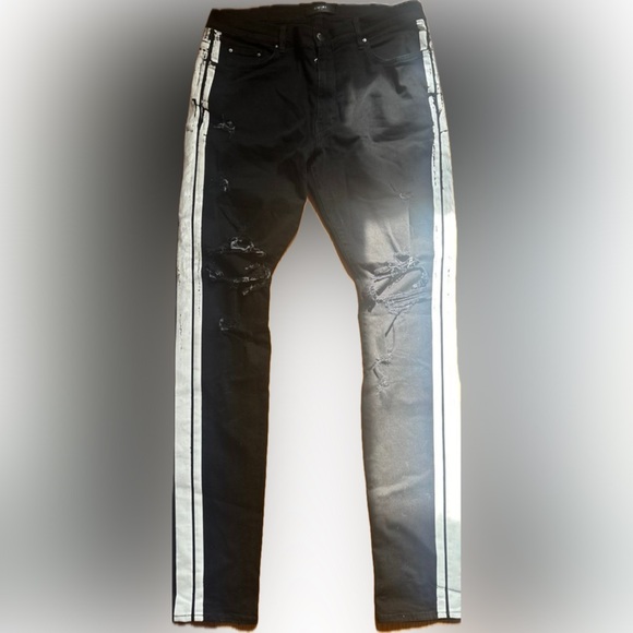 Amiri track stack black with white track stripes like new 38w thrasher denim - Picture 13 of 16